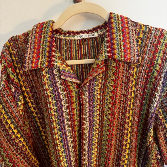 PRESTIGE rainbow knit button down - 90s vintage - Picture 2 of 4